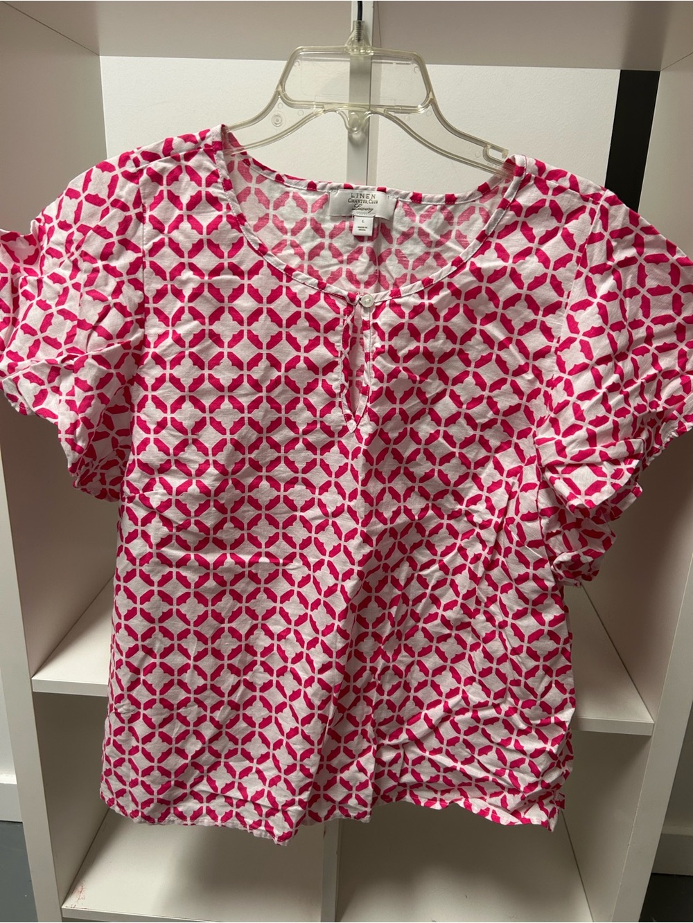 Charter Club Pink & White Geometric Short-Sleeve Tee
